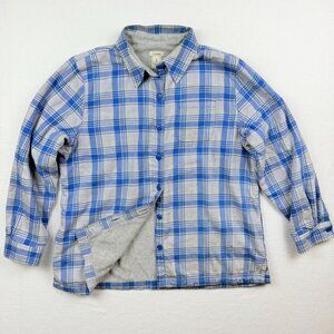 L.L. Bean Women's Size MEDIUM‑Petite Fleece Lined Plaid Flannel Shirt Blue/White